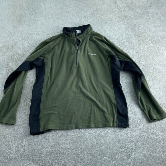 Columbia Mens XL Green & Black Half-Zip Fleece Pullover 4861 - Picture 1 of 8